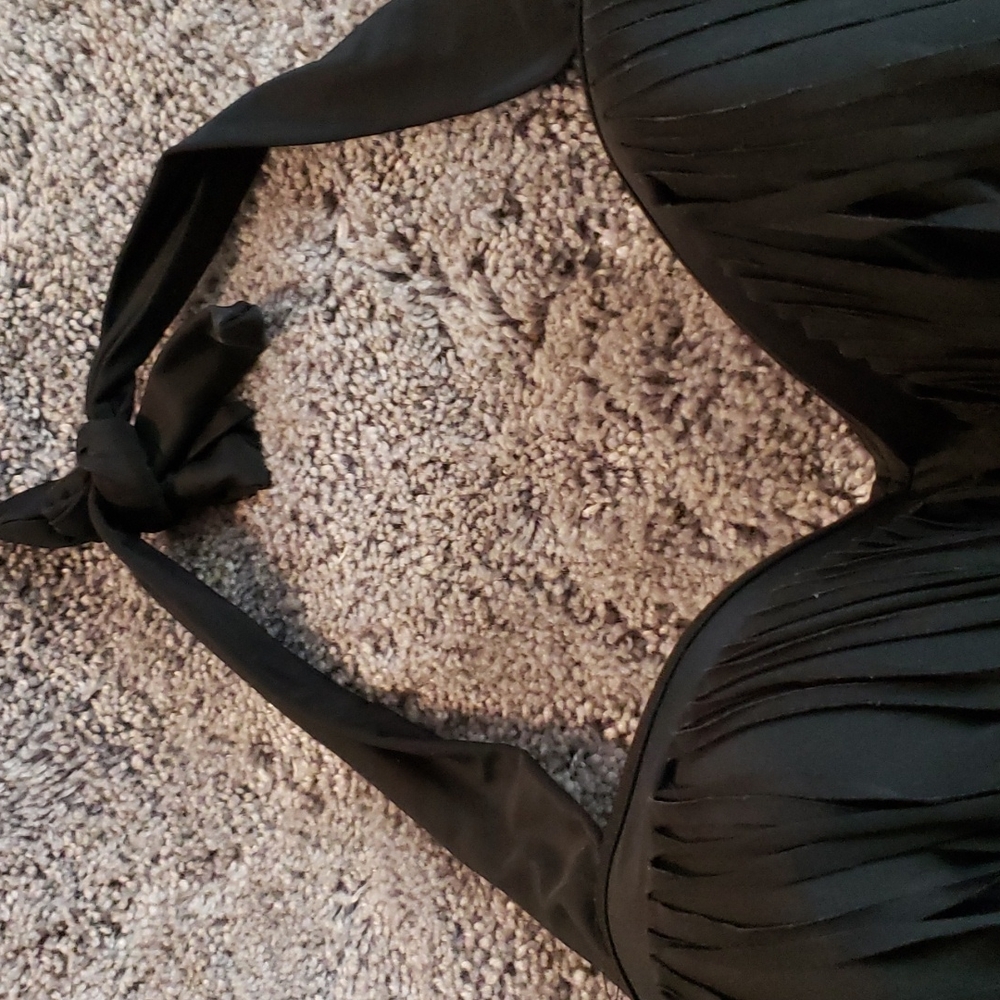 Fringe Bikini Halter Top Black XXXL - Picture 8 of 9
